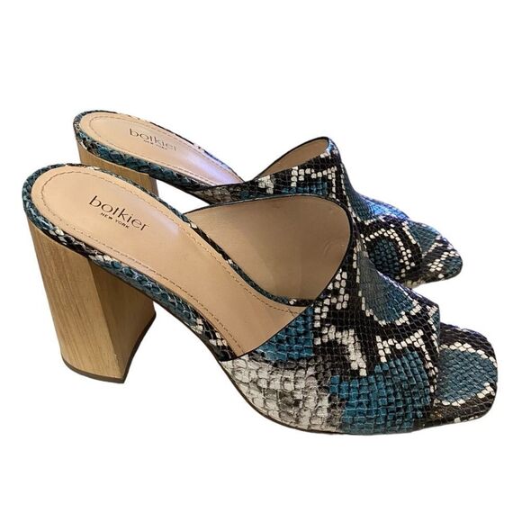 Botkier New York Ross Snake Print Women's Leather Heeled Slide Sandals 9.5 - Picture 2 of 6